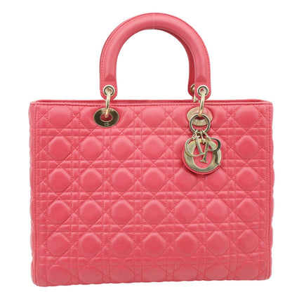 Christian Dior Lady Dior Large Quilted Lambskin Leather Shoulder Bag Pink Rovelle Bags