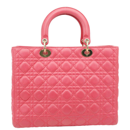Christian Dior Lady Dior Large Quilted Lambskin Leather Shoulder Bag Pink Rovelle Bags
