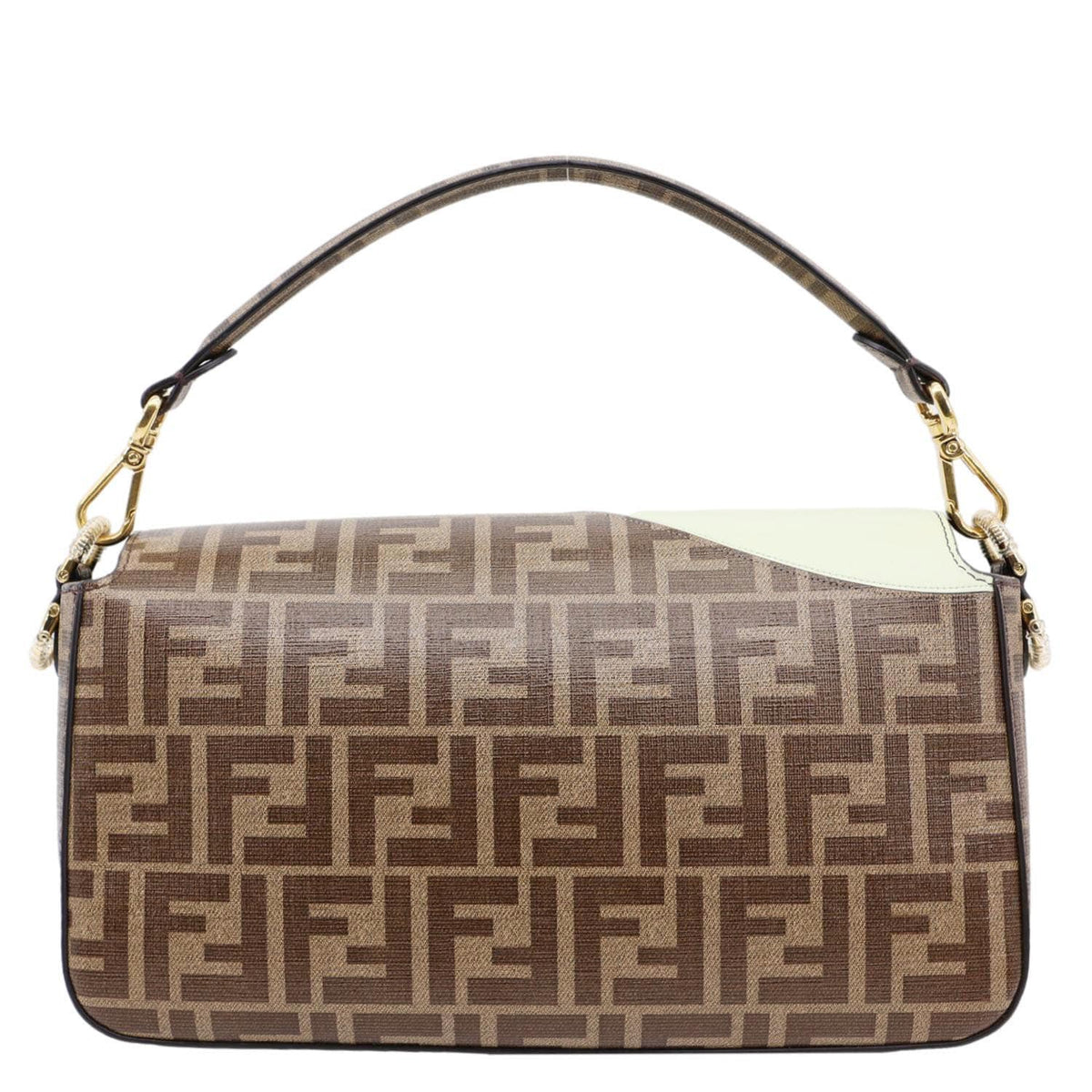 FENDI FF 1974 Hairdo Girls Inlay Glazed Fabric Baguette Bag Yellow Rovelle Bags