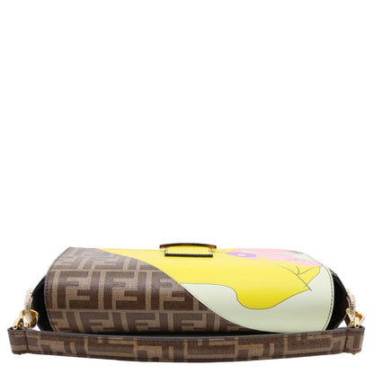 FENDI FF 1974 Hairdo Girls Inlay Glazed Fabric Baguette Bag Yellow Rovelle Bags