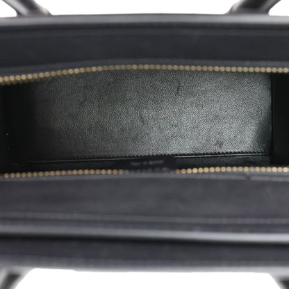 CELINE Nano Luggage Tweed Leather Tote Crossbody Bag Black