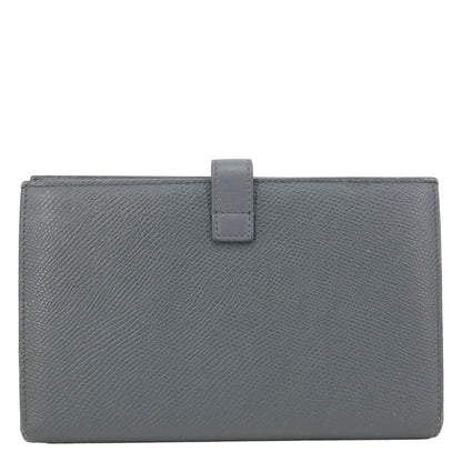 CELINE Strap Large Grained Calfskin Leather Wallet Grey