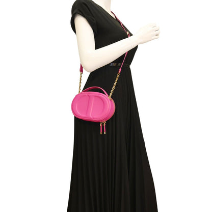 Christian Dior Cd Signature Oval Calfskin Leather Camera Crossbody Bag Rani Pink Rovelle Bags