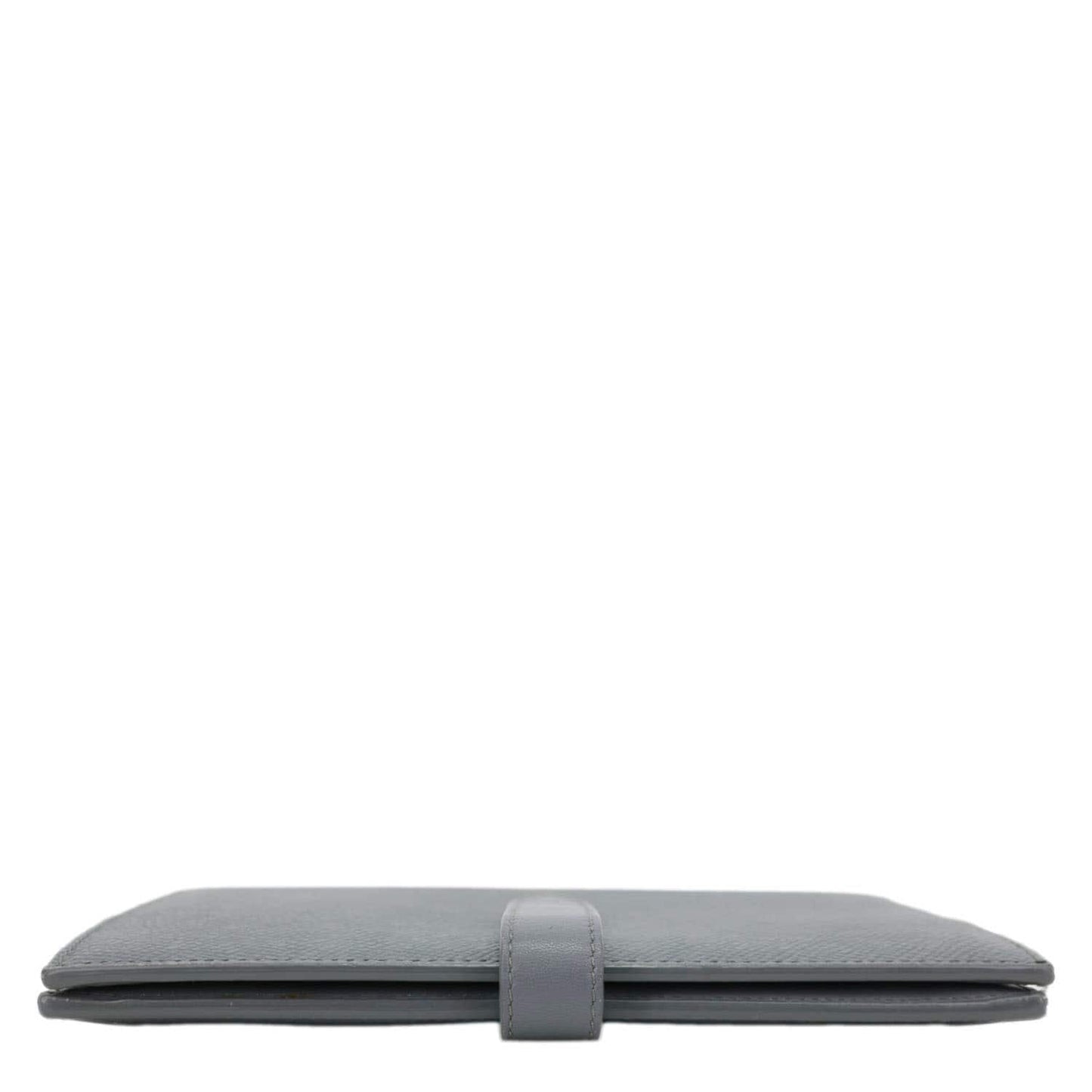 CELINE Strap Large Grained Calfskin Leather Wallet Grey