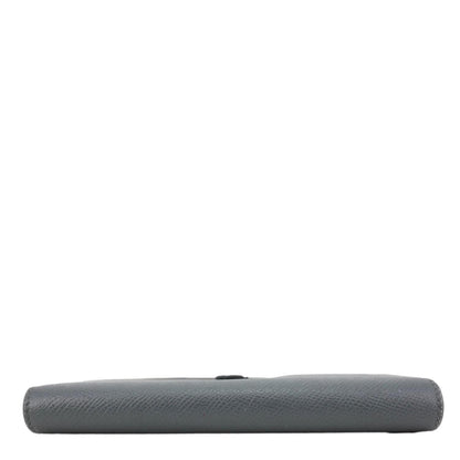 CELINE Strap Large Grained Calfskin Leather Wallet Grey