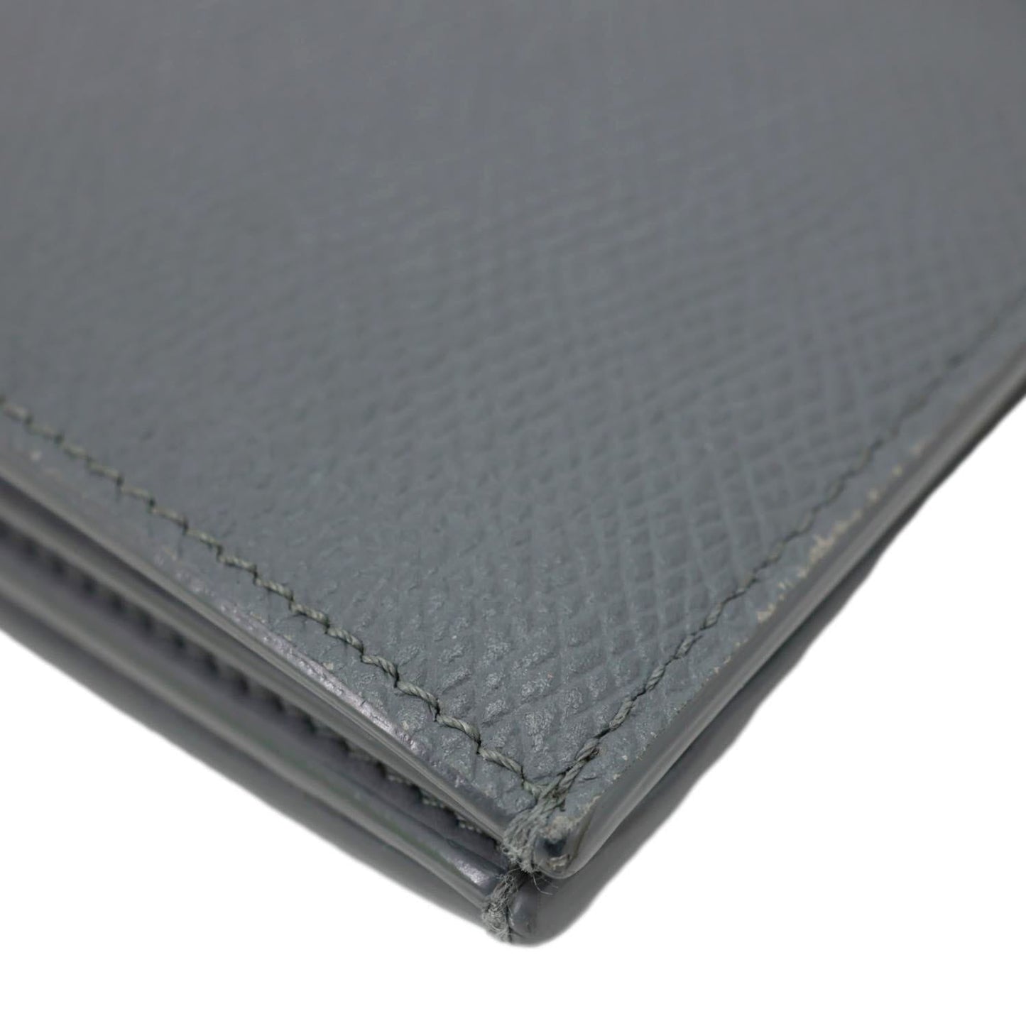 CELINE Strap Large Grained Calfskin Leather Wallet Grey