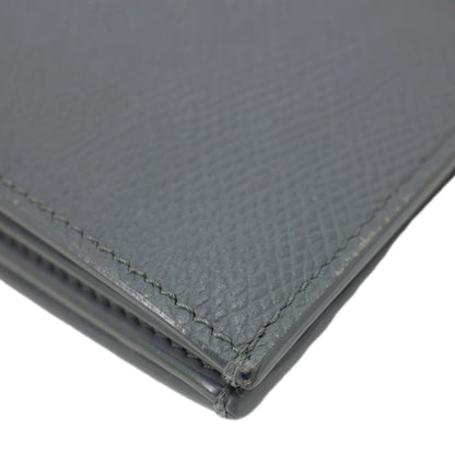 CELINE Strap Large Grained Calfskin Leather Wallet Grey