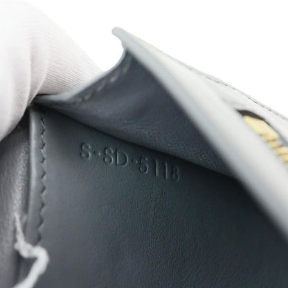 CELINE Strap Large Grained Calfskin Leather Wallet Grey