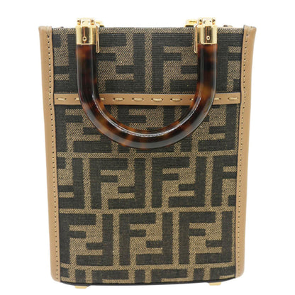 FENDI Sunshine Mini Zucca FF Canvas Shopper Tote Bag Brown Rovelle Bags
