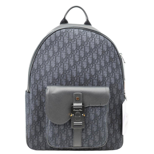 CHRISTIAN DIOR Saddle Oblique Jacquard Canvas Zip Backpack Black Rovelle Bags