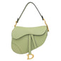 CHRISTIAN DIOR Saddle Grained Calfskin Leather Shoulder Bag Green Rovelle Bags