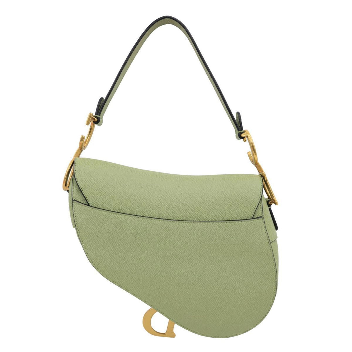 CHRISTIAN DIOR Saddle Grained Calfskin Leather Shoulder Bag Green Rovelle Bags