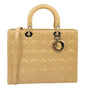 CHRISTIAN DIOR Lady Dior Large Quilted Patent Leather Shoulder Bag Camel Rovelle Bags