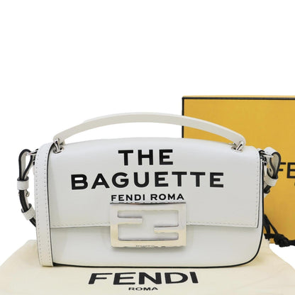 FENDI x Marc Jacobs Bow Printed Leather Baguette Bag Off White Rovelle Bags