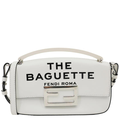 FENDI x Marc Jacobs Bow Printed Leather Baguette Bag Off White Rovelle Bags