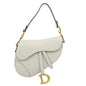 CHRISTIAN DIOR Saddle Grained Calfskin Leather Shoulder Bag Off White Rovelle Bags