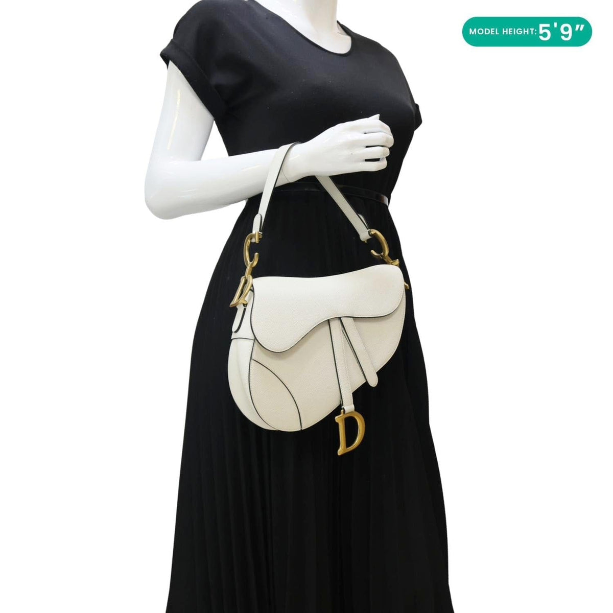 CHRISTIAN DIOR Saddle Grained Calfskin Leather Shoulder Bag Off White Rovelle Bags
