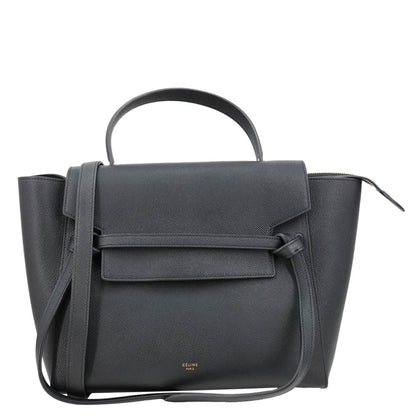 CELINE Belt Grained Calfskin Leather 2Way Shoulder Bag Black