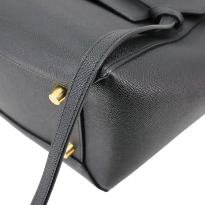CELINE Belt Grained Calfskin Leather 2Way Shoulder Bag Black