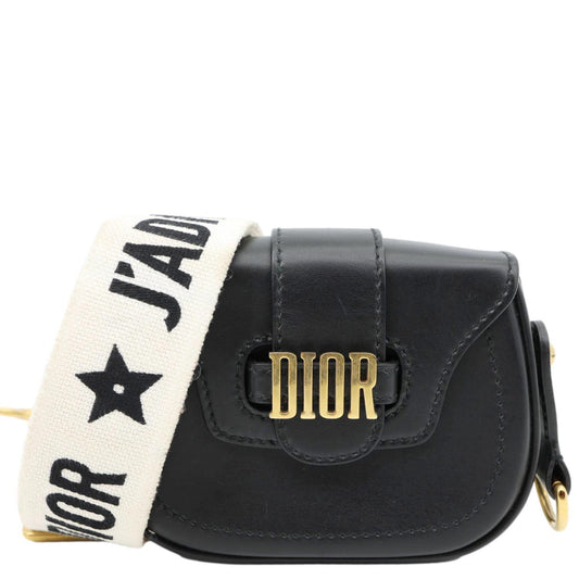 Christian Dior D Fence Small Calfskin Leather Saddle Bag Black Rovelle Bags