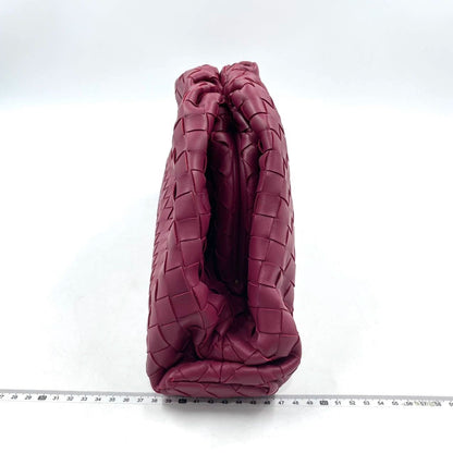 Bottega Veneta Pouch Large Intrecciato Leather Clutch Burgundy