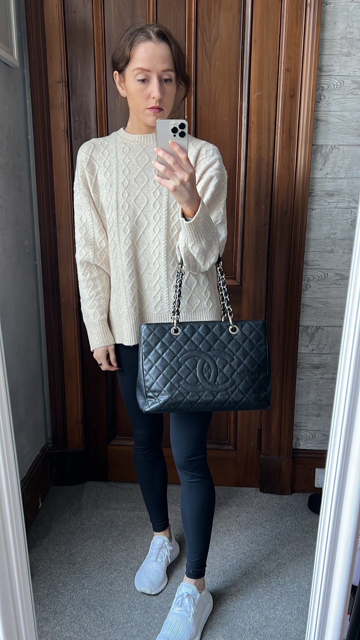 Chanel Caviar Black Silver Tote Style Rovelle Bags