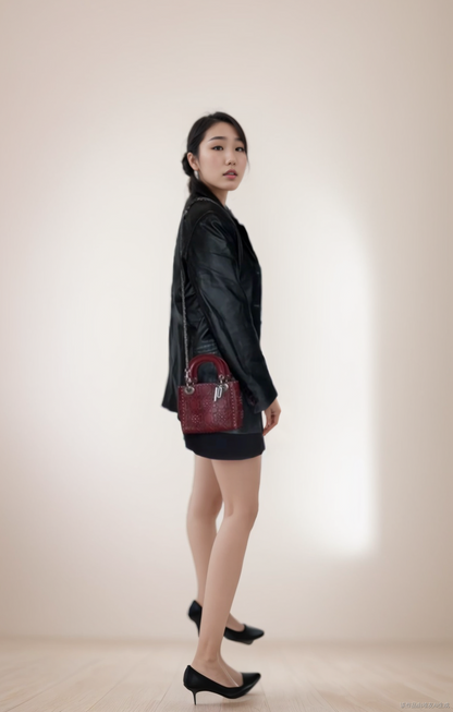 Lady Dior Mini Red Studded Flower Bag 2017 Dior Cruise Collection Rovelle Bags