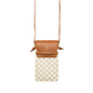 Luxury CELINE Phone Pouch with Flap Triomphe Canvas /Lambskin White/Tan