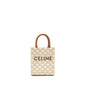 Luxury CELINE Mini Vertical Cabas Triomphe Canvas/Calfskin WHITE GHW
