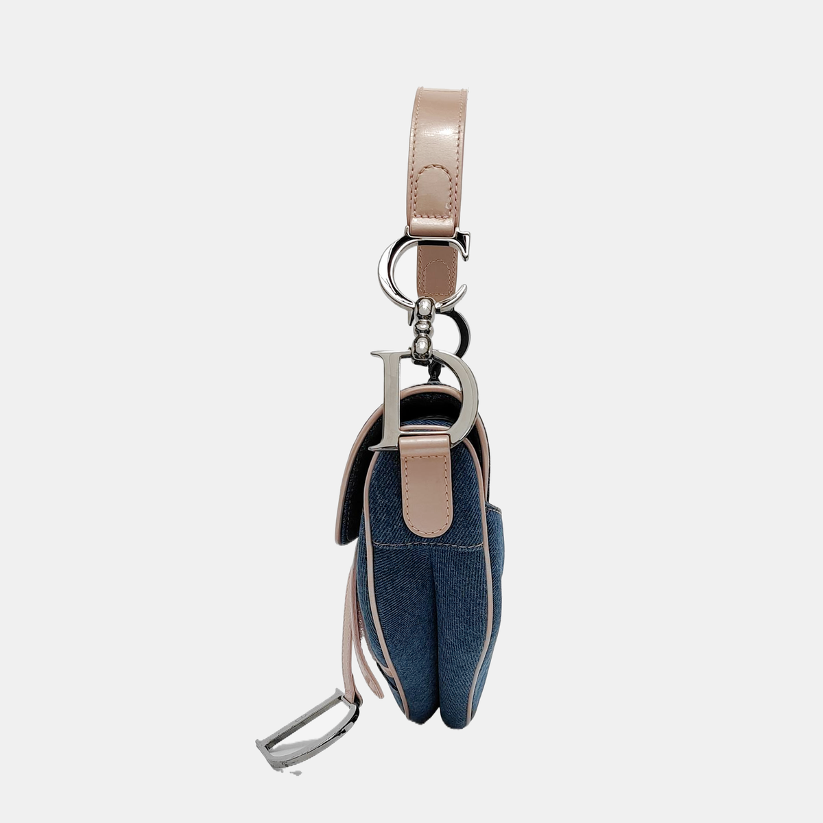 Dior Saddle Blue Denim with Pocket and Pink Leather Trim Shoulder Bag 2003 Rovelle Bags