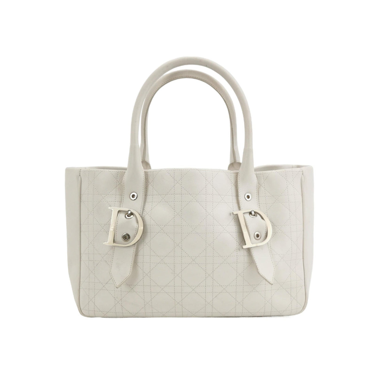 Dior Cannage Leather Tote Bag White 2005 with Silver Hardware Rovelle Bags