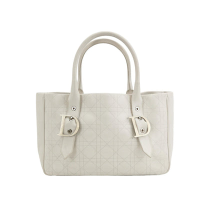 Dior Cannage Leather Tote Bag White 2005 with Silver Hardware Rovelle Bags