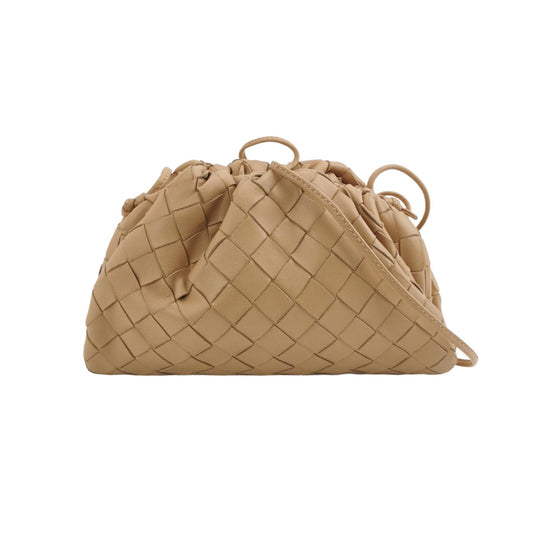 Bottega Veneta Pouch Mini Intrecciato Beige Lambskin Leather Crossbody Bag