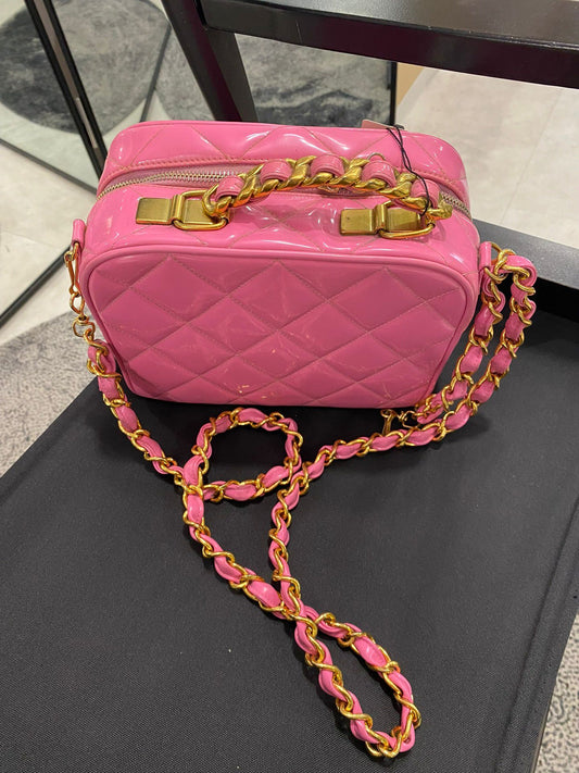 Chanel Vanity Bag Pink Patent Gold Hardware Rovelle Bags
