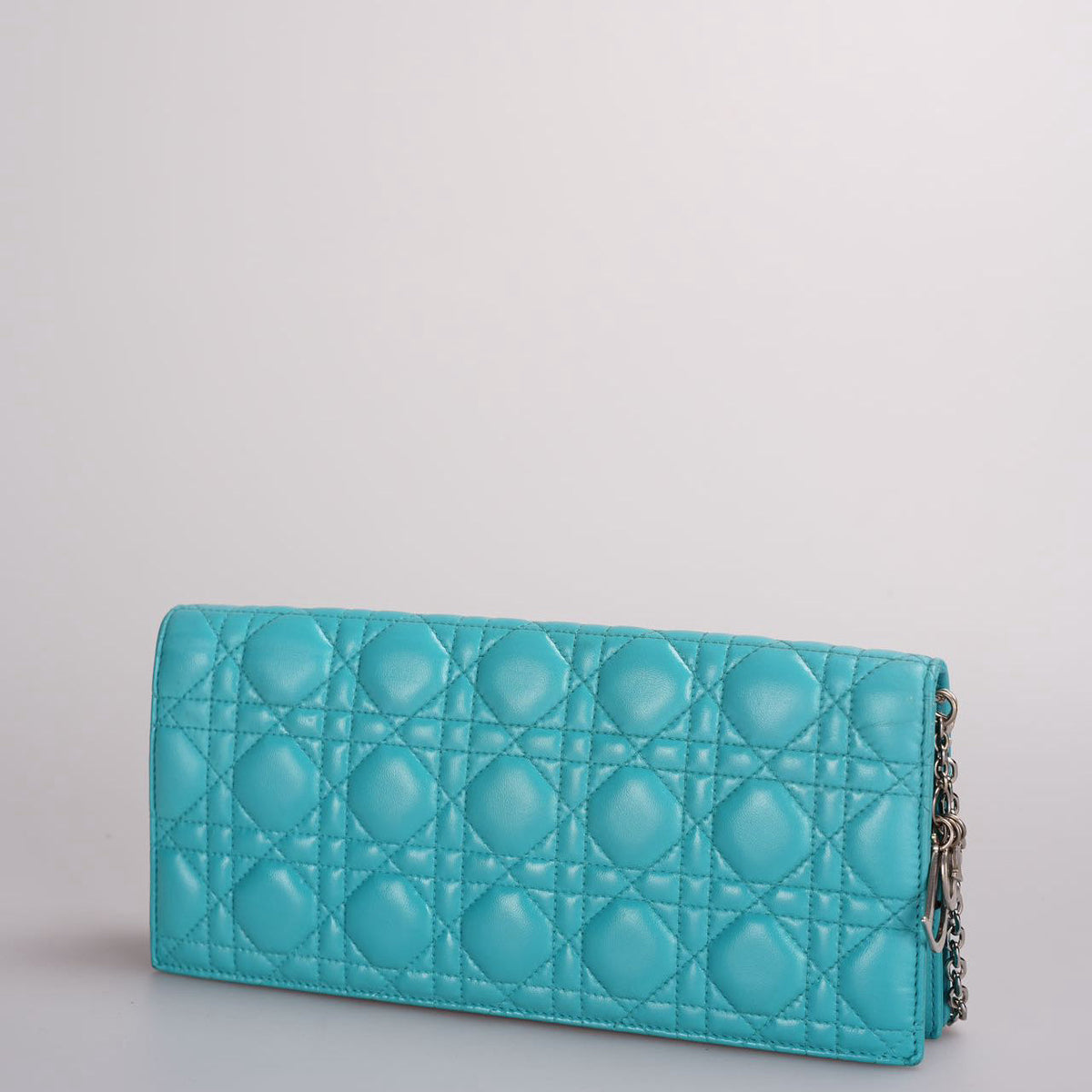Dior Aqua Green Cannage Leather Lady Dior Chain Clutch Bag Rovelle Bags