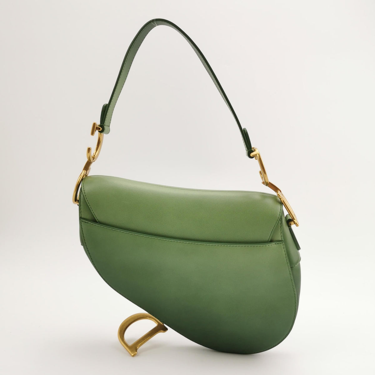 Dior Saddle Medium Green Leather Gold Hardware Shoulder Bag Rovelle Bags