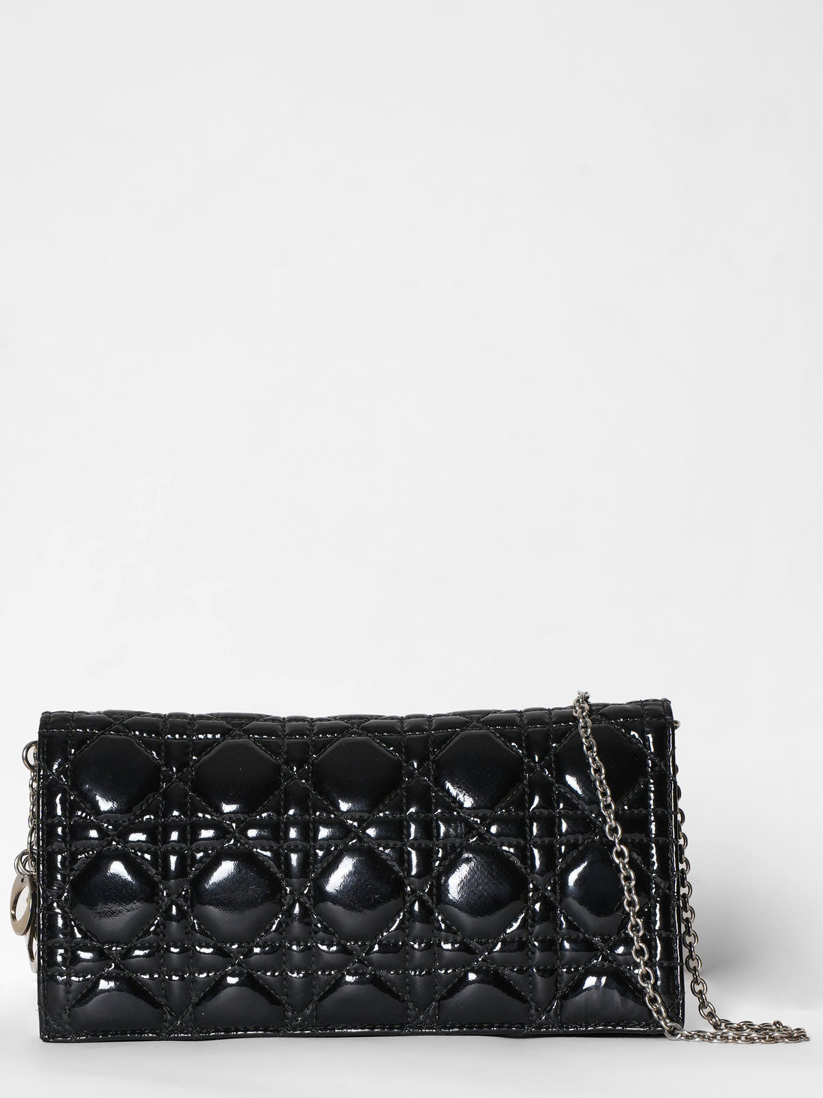 Dior Cannage Quilted Patent Leather Clutch Rovelle Bags