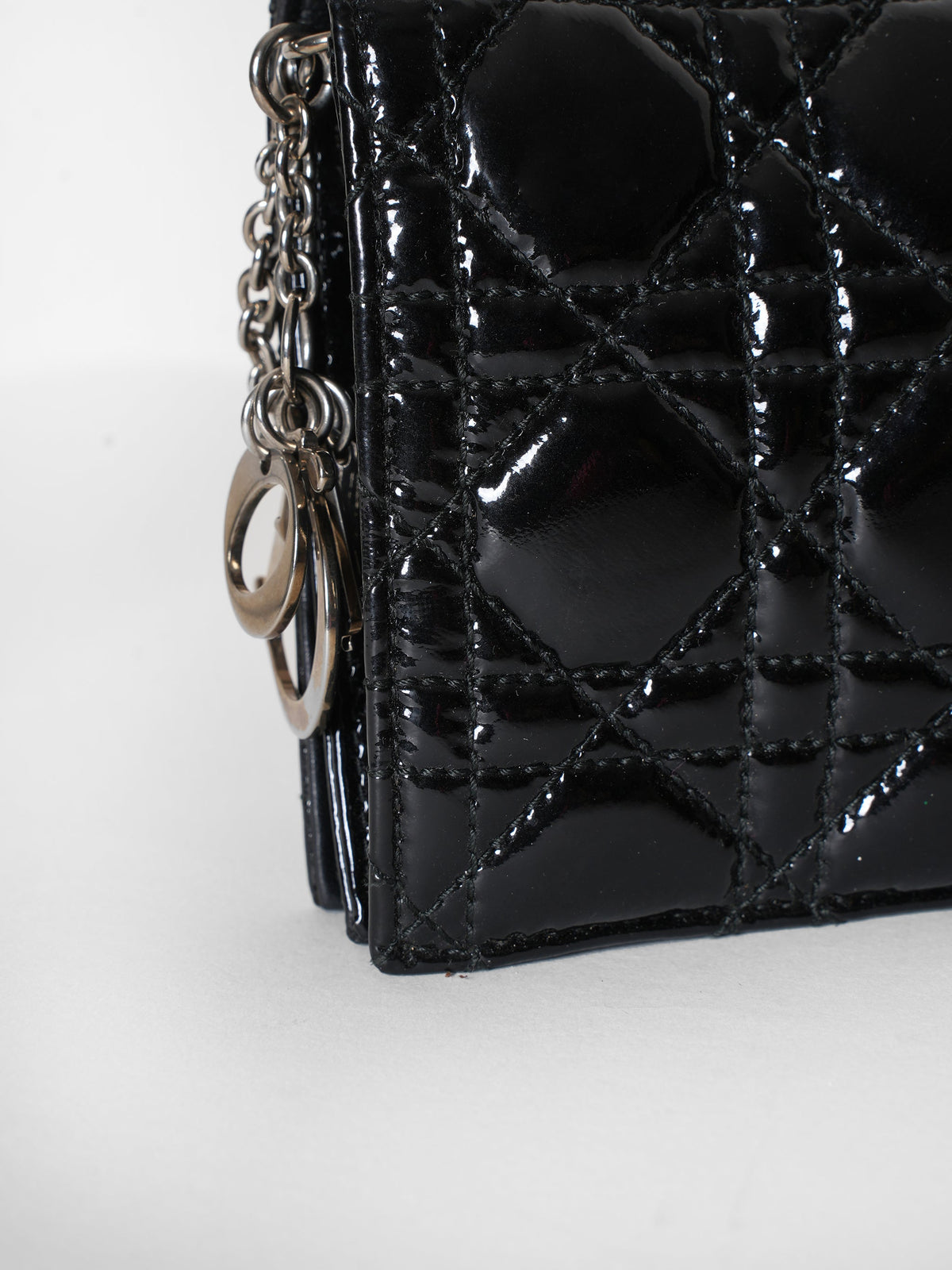 Dior Cannage Quilted Patent Leather Clutch Rovelle Bags