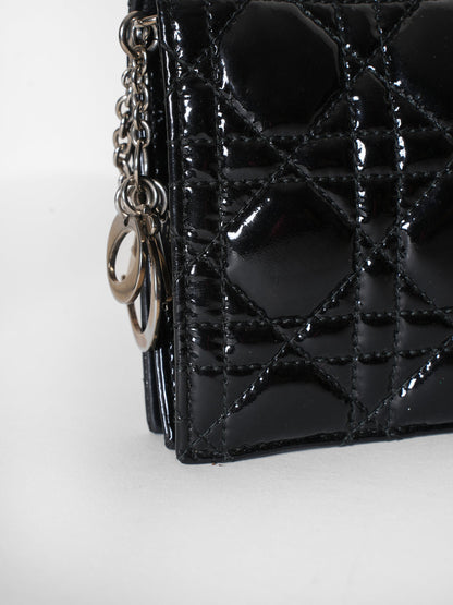 Dior Cannage Quilted Patent Leather Clutch Rovelle Bags