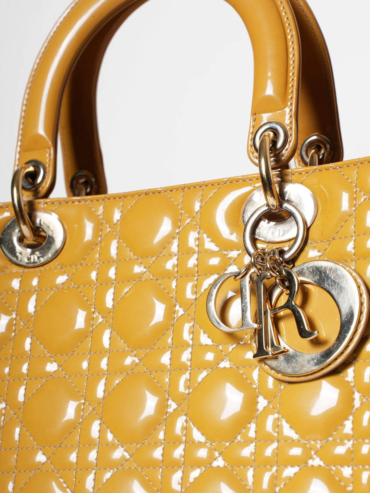 Dior Mustard Cannage Patent Large Dior Tote Bag Rovelle Bags
