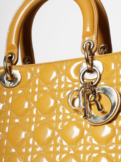 Dior Mustard Cannage Patent Large Dior Tote Bag Rovelle Bags