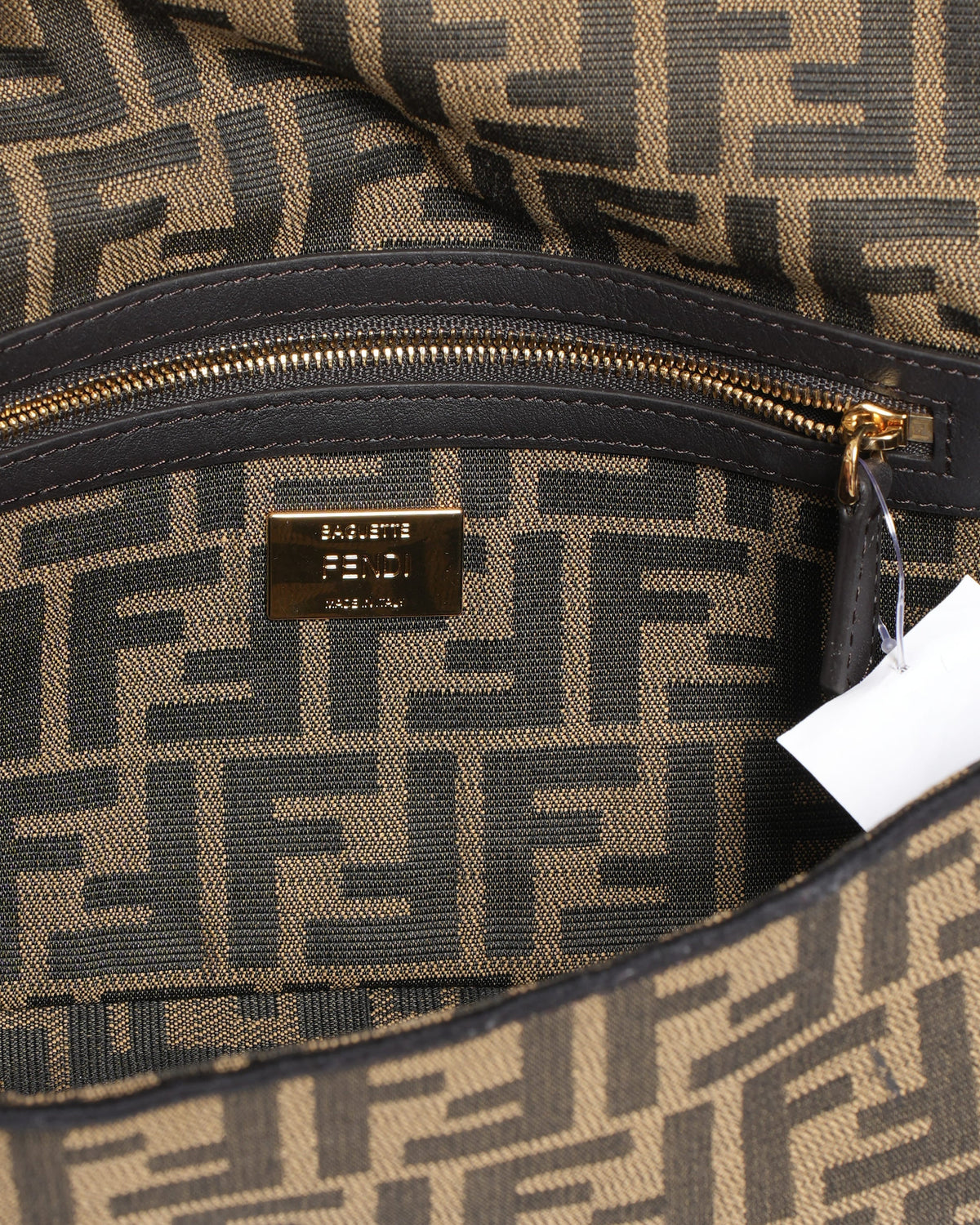 Fendi Tobacco Brown FF Jacquard Fabric Medium Baguette Rovelle Bags