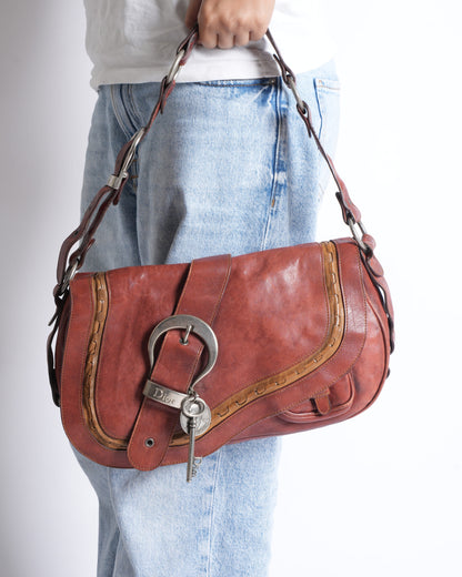 Rare Christian Dior Gaucho Saddle Bag In Rustic Red Rovelle Bags