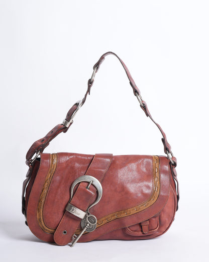 Rare Christian Dior Gaucho Saddle Bag In Rustic Red Rovelle Bags