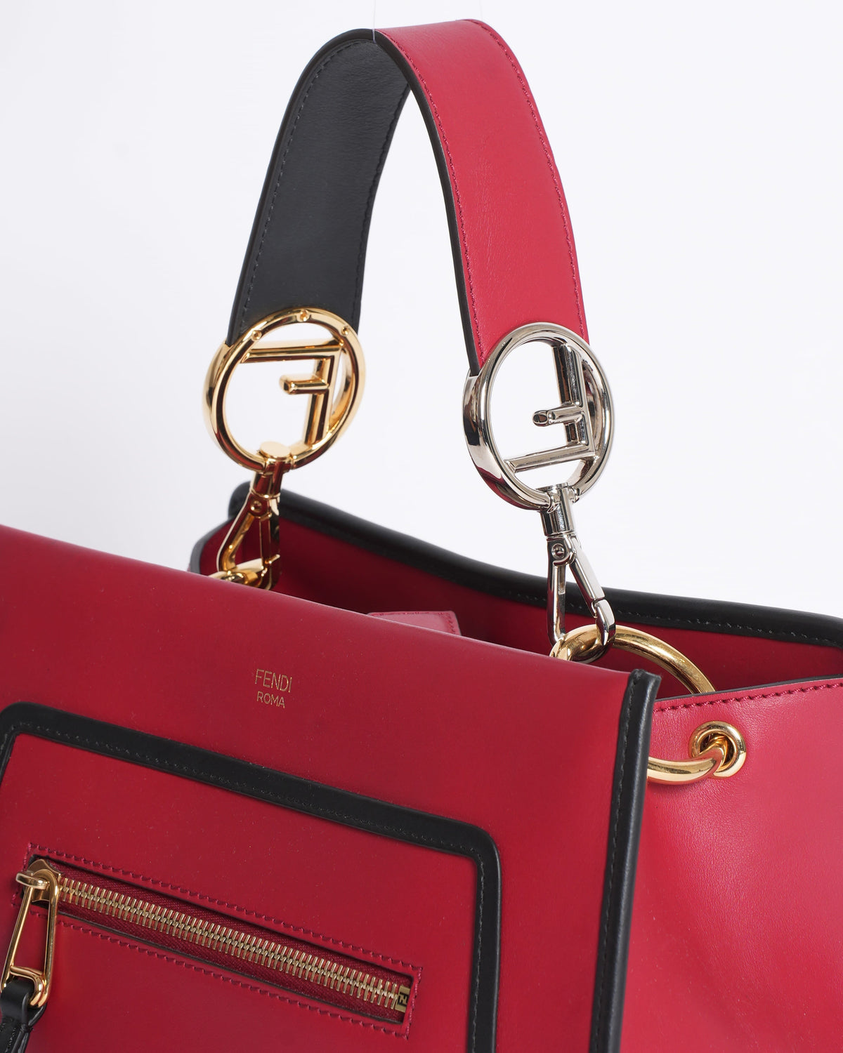 Fendi Red Calfskin Leather Runway Small Bag Rovelle Bags