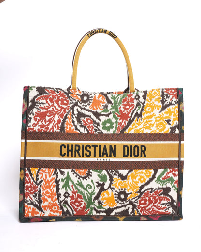 New Christian Dior Large Book Tote In Multicolour Paisley Rovelle Bags