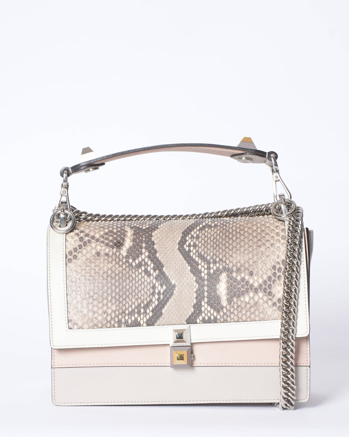 Fendi Kan Studded Python & Leather Crossbody Shoulder Bag Rovelle Bags