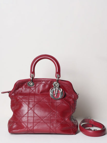 Christian Dior Polochon Cannage Rouge Dior Grenville Top Handle Bag In Red Rovelle Bags