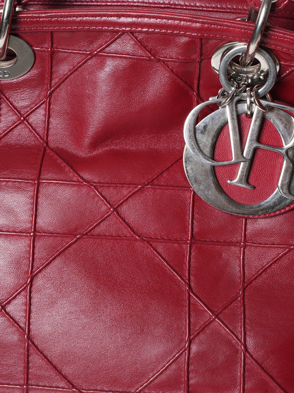 Christian Dior Polochon Cannage Rouge Dior Grenville Top Handle Bag In Red Rovelle Bags