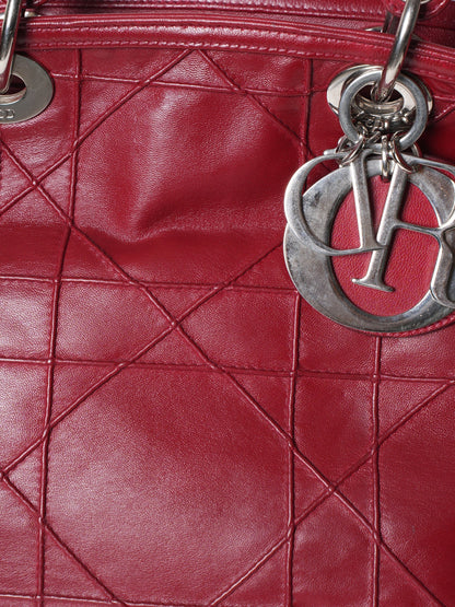 Christian Dior Polochon Cannage Rouge Dior Grenville Top Handle Bag In Red Rovelle Bags